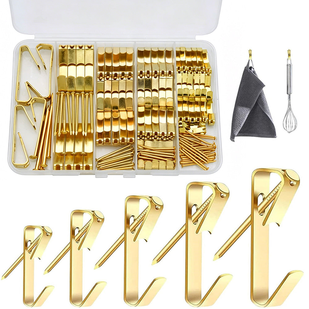 136 PCS Picture Hanging Kit for Artwork Mirror Metal Picture Hooks for Drywall Wooden Wall