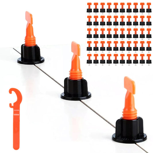 50 PCS Tile Leveling System Kit with Wrench Reusable Tile Leveling Clips for Tile Installation