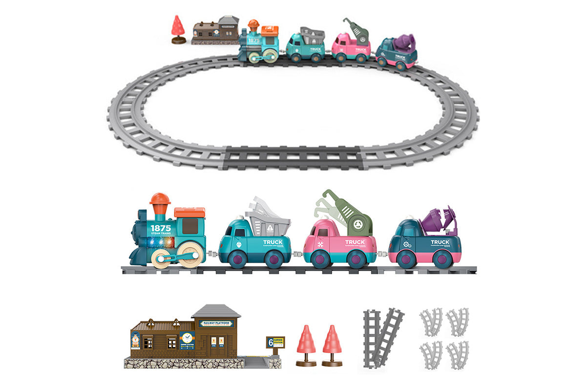 Little One's Electric Train Set Attractive Train Toy with Music Lights and Tracks