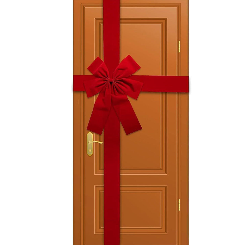 Red Velvet Style Christmas Door Bow with 420x200cm Polyester Straps