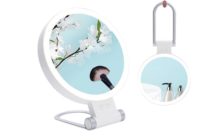 Double Sided 1X And 30X Magnifying Makeup Foldable Mirror With 3 Color Lights
