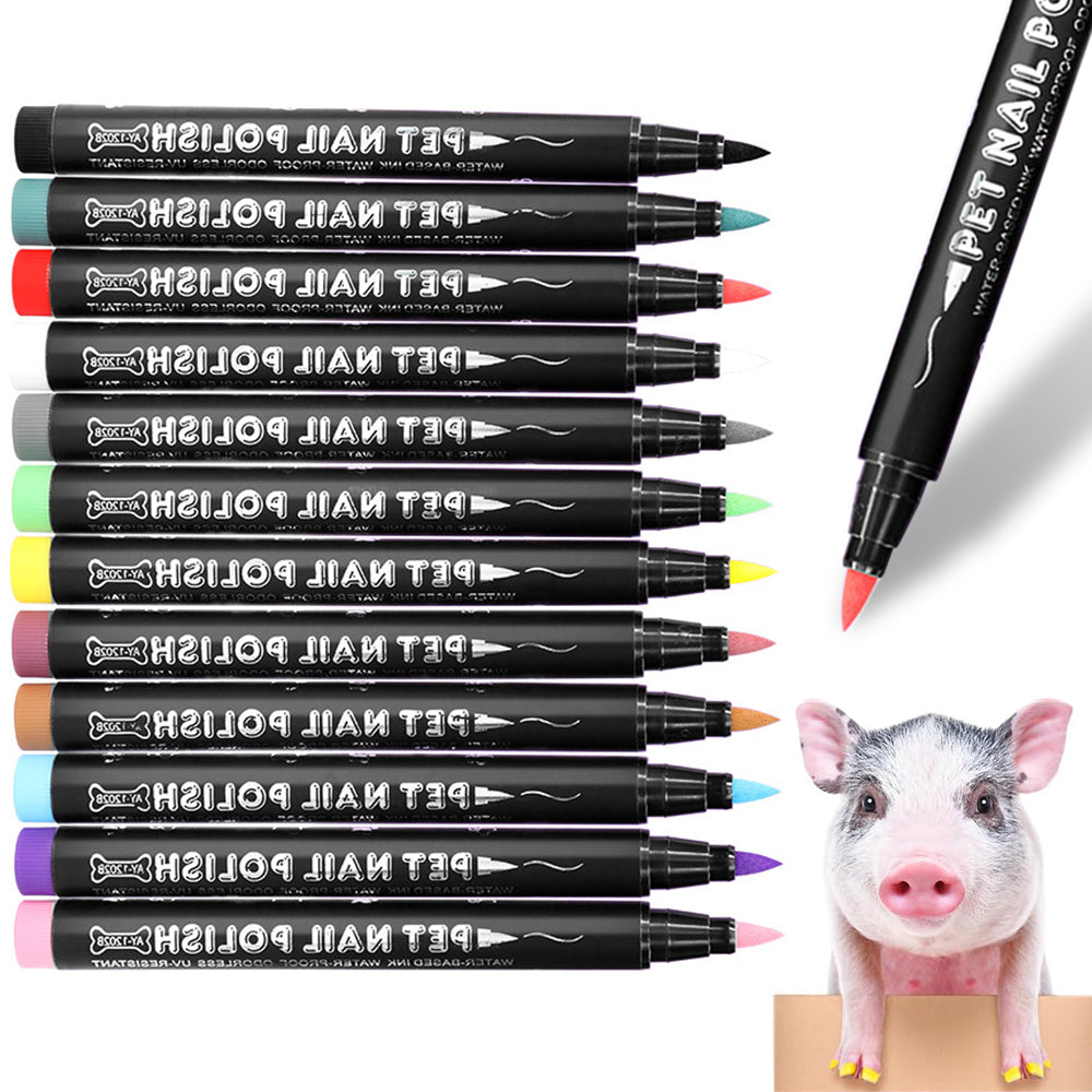 12 Colors Pet Nail Polish Marker Pens Set