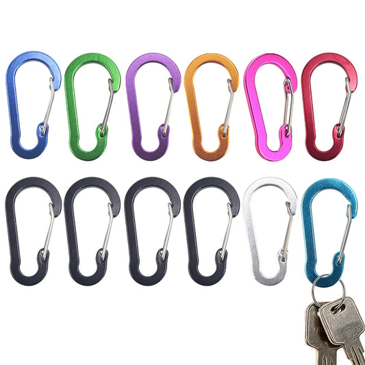 12 Pack Small D-Ring Carabiner Clip Lightweight Aluminum Key chain for Hiking Camping