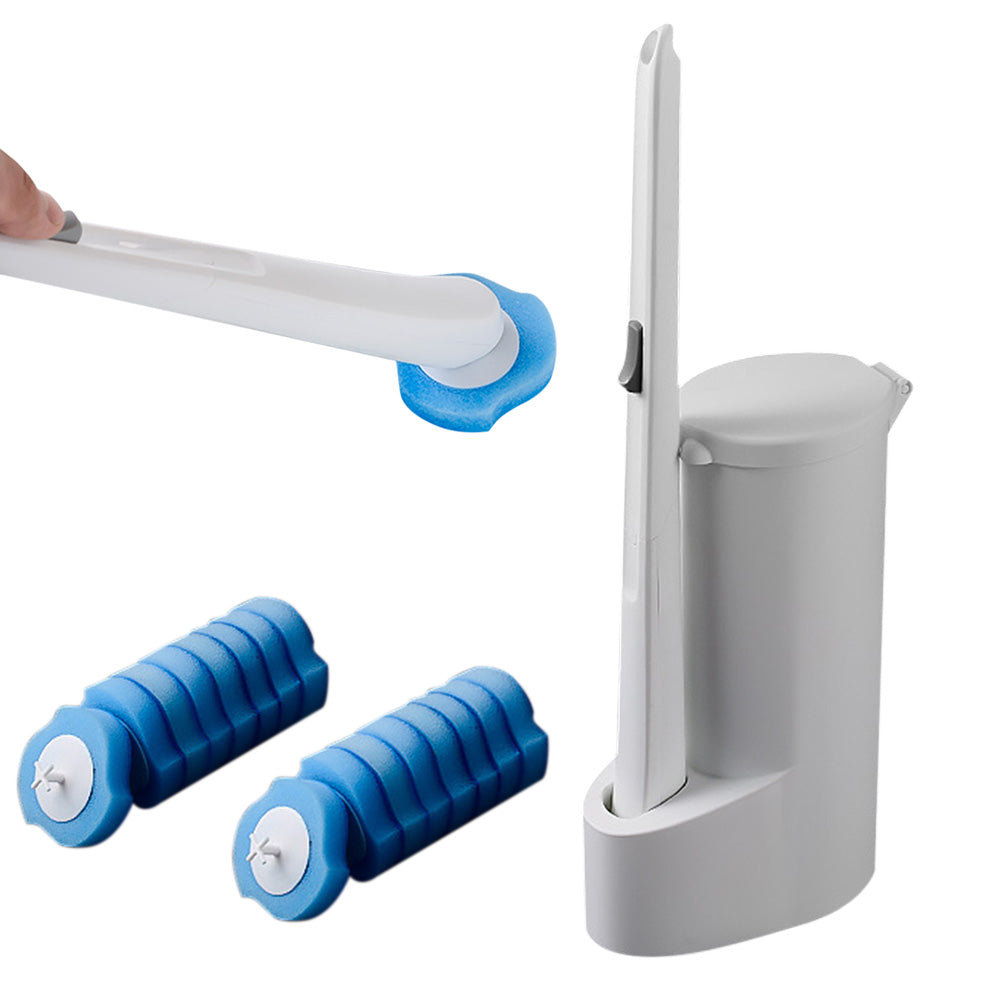 Disposable Toilet Brush Bathroom Bowl Cleaning Set with Replaceable Heads