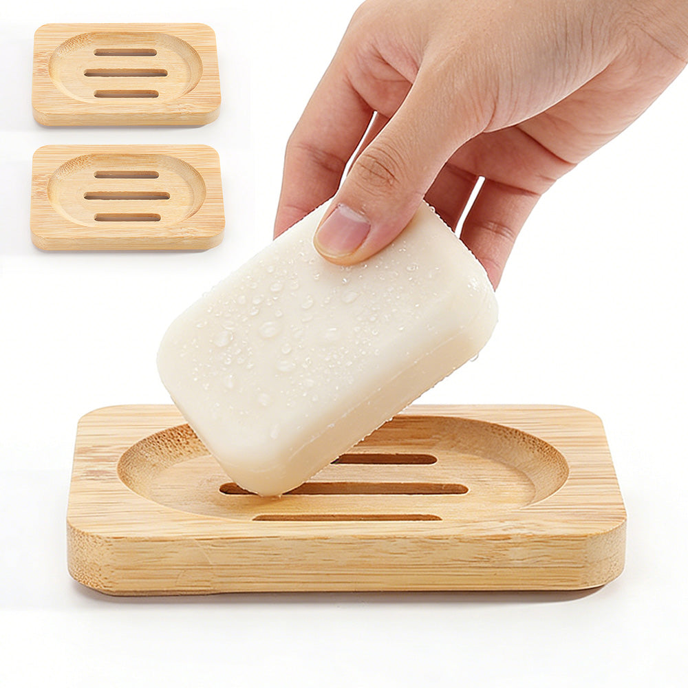 2PCS Wood Soap Dish Storage Soap Holder Soap Tray For Home Bathroom