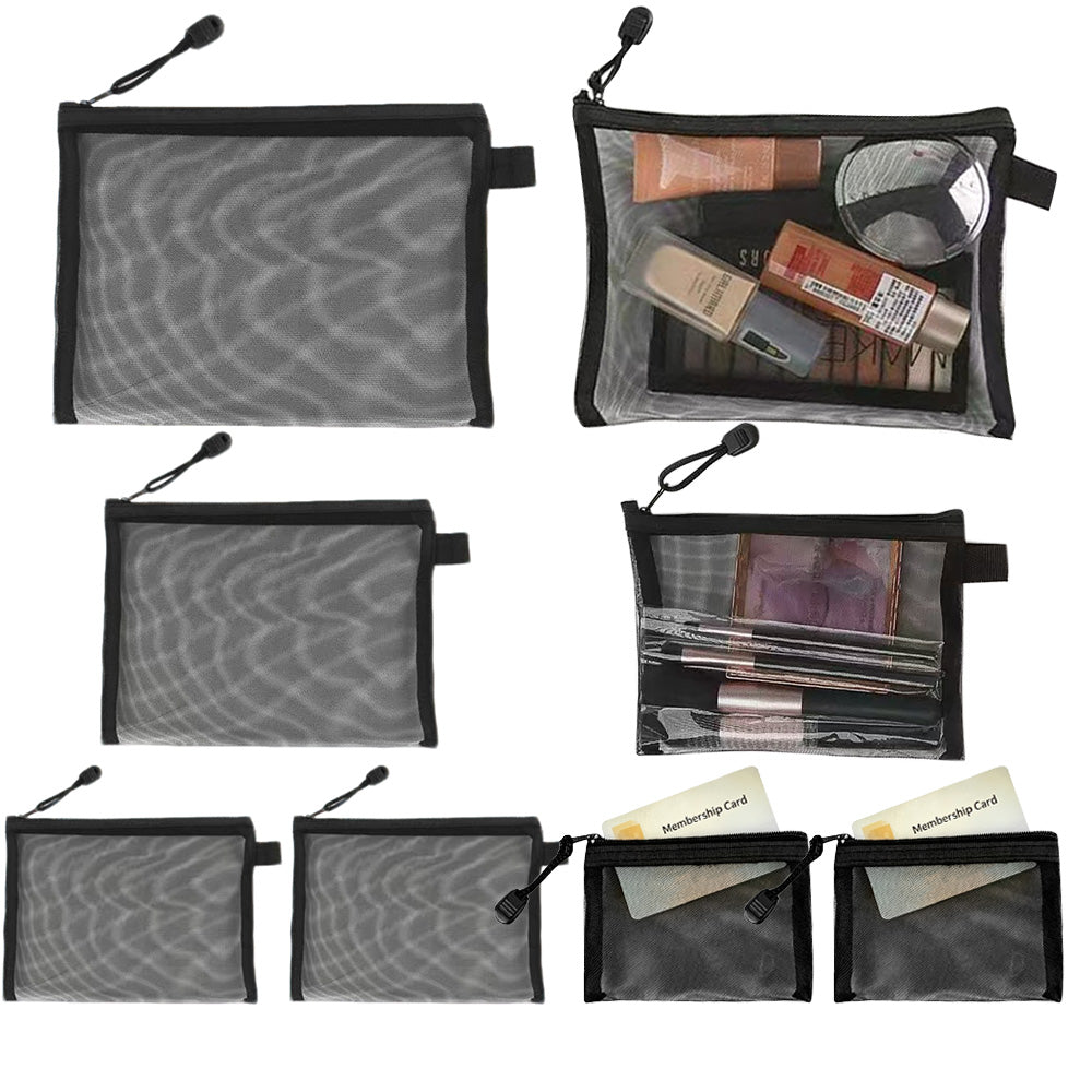 8 Piece Black Mesh Travel Organizer Bag Set in 4 Sizes