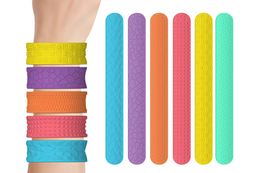 6 Pieces Sensory Textured Silicone Snap Bracelets Fidget Toys