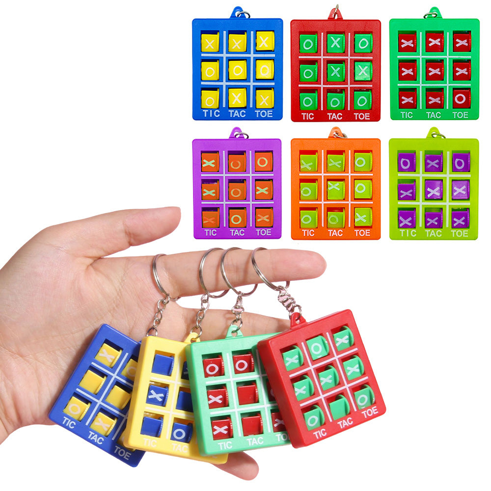 10-Pack Portable Tic Tac Toe Game Colorful Keychain Set