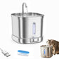 2L Stainless Steel Cat Water Fountain with 3 Modes Wireless Pet Water Dispenser for Dogs Cats