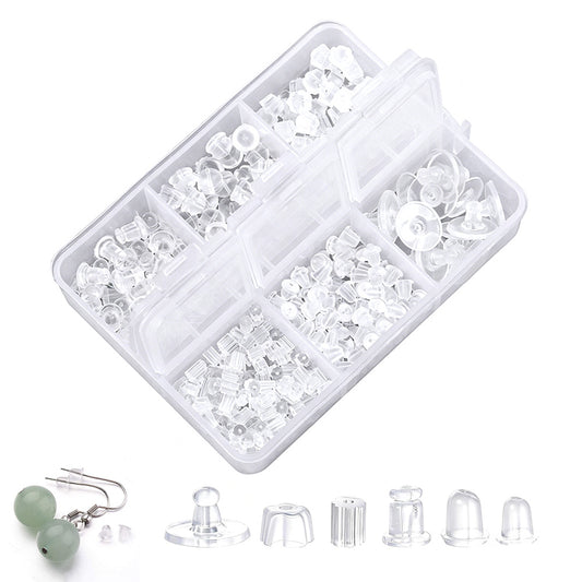 600Pcs Silicone Earring Backs Replacement Set with Storage Box and 6 Styles for Earrings