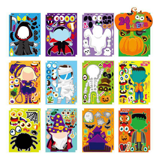 24 Pack Halloween Stickers in 12 Designs for Party Games and Favors