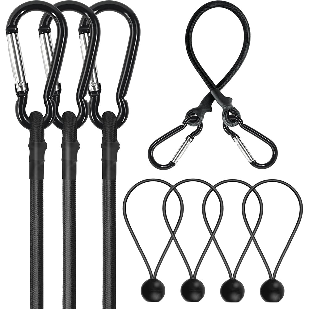8 Pcs Bungee Cords with Carabiner Elastic Cargo Straps Assorted Lengths
