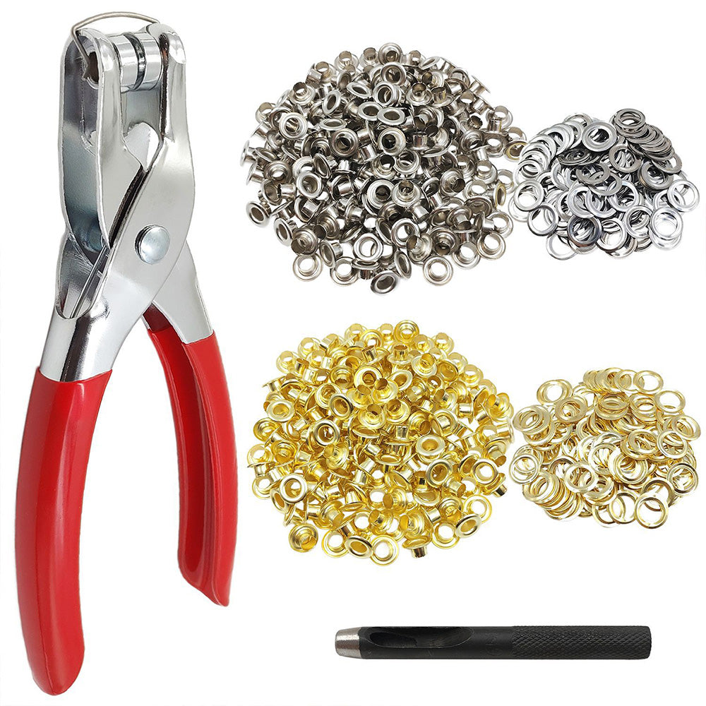 402 Pcs Eyelet Pliers Set Hand Press Punch Tool with 400 Metal Eyelets 6mm for Leather Craft