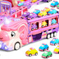 Car Toys Unicorn Toys Truck with Foldable Race Track and 6 Princess Cars for Girls