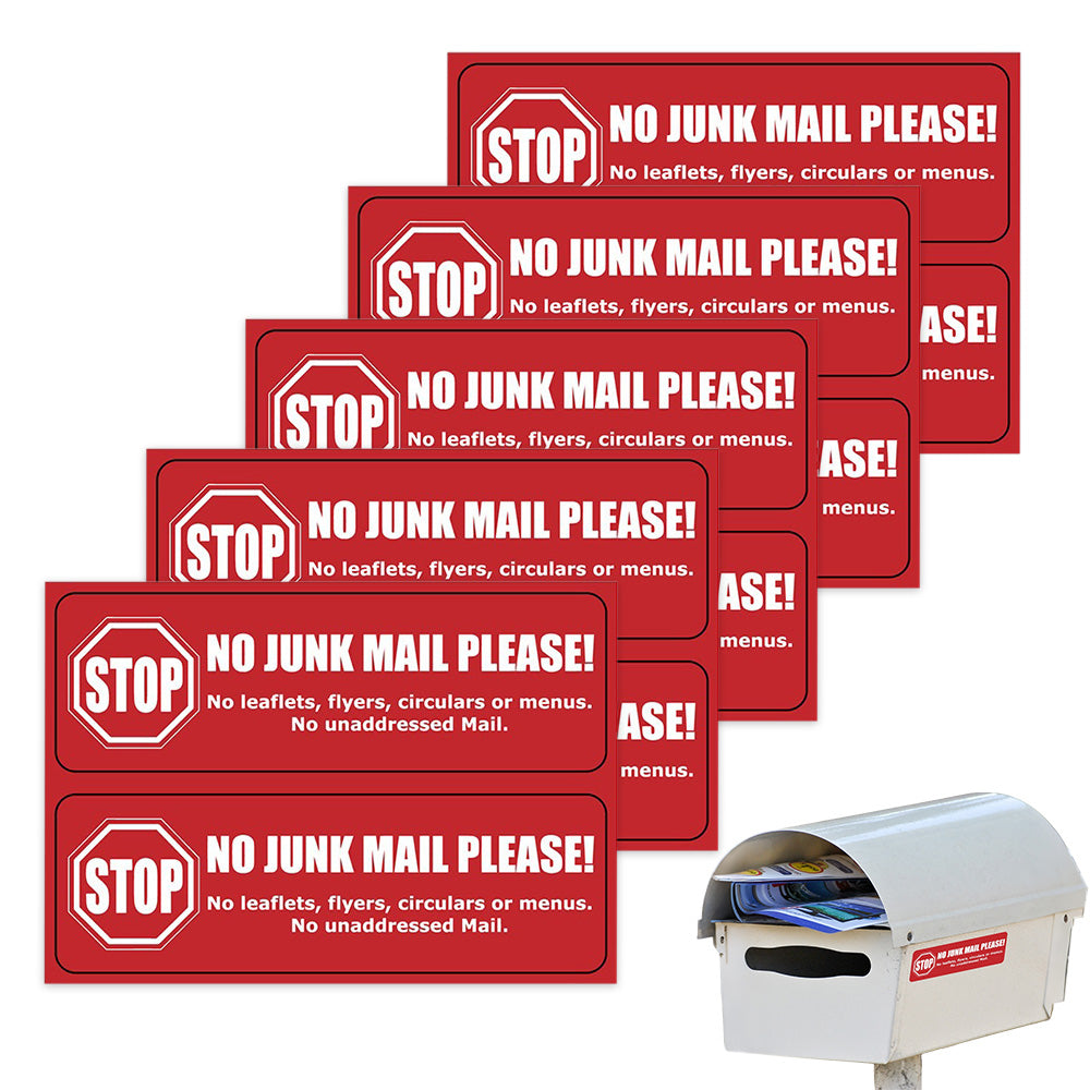 10 Pack Self Adhesive No Junk Mail Mailbox Stickers for Home and Office