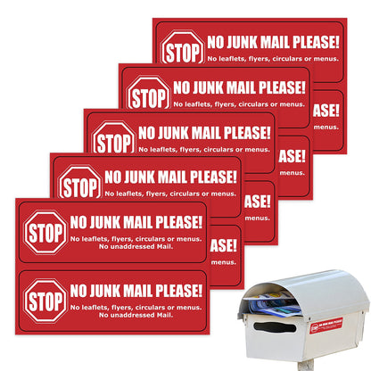 10 Pack Self Adhesive No Junk Mail Mailbox Stickers for Home and Office