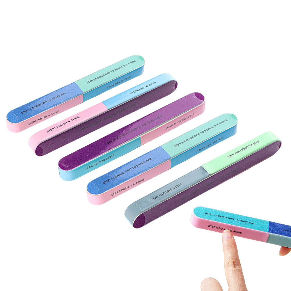 5 Pack 7 Way Multi Function Nail Buffer for Polishing Nail Buffing Tool for Home or Salon