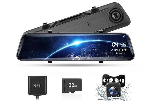 12-inch 4K Streaming Rearview Mirror Dash Cam with Dual Lens & Night Vision
