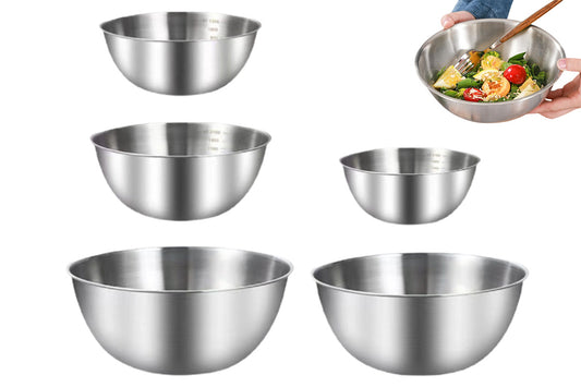 5Pcs Stainless Steel Mixing Bowls Set for Kitchen Baking and Meal Prep