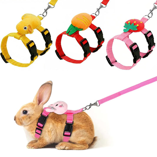 4Pcs Adjustable Rabbit Leash and Harness Set with Vest Style for Small Pets