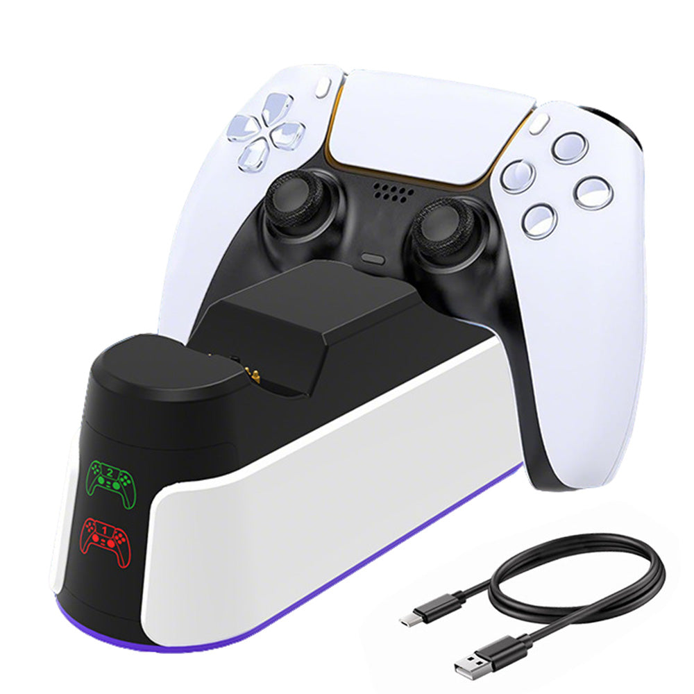 Dual PS5 Controller Fast Charging Dock with RGB Lights