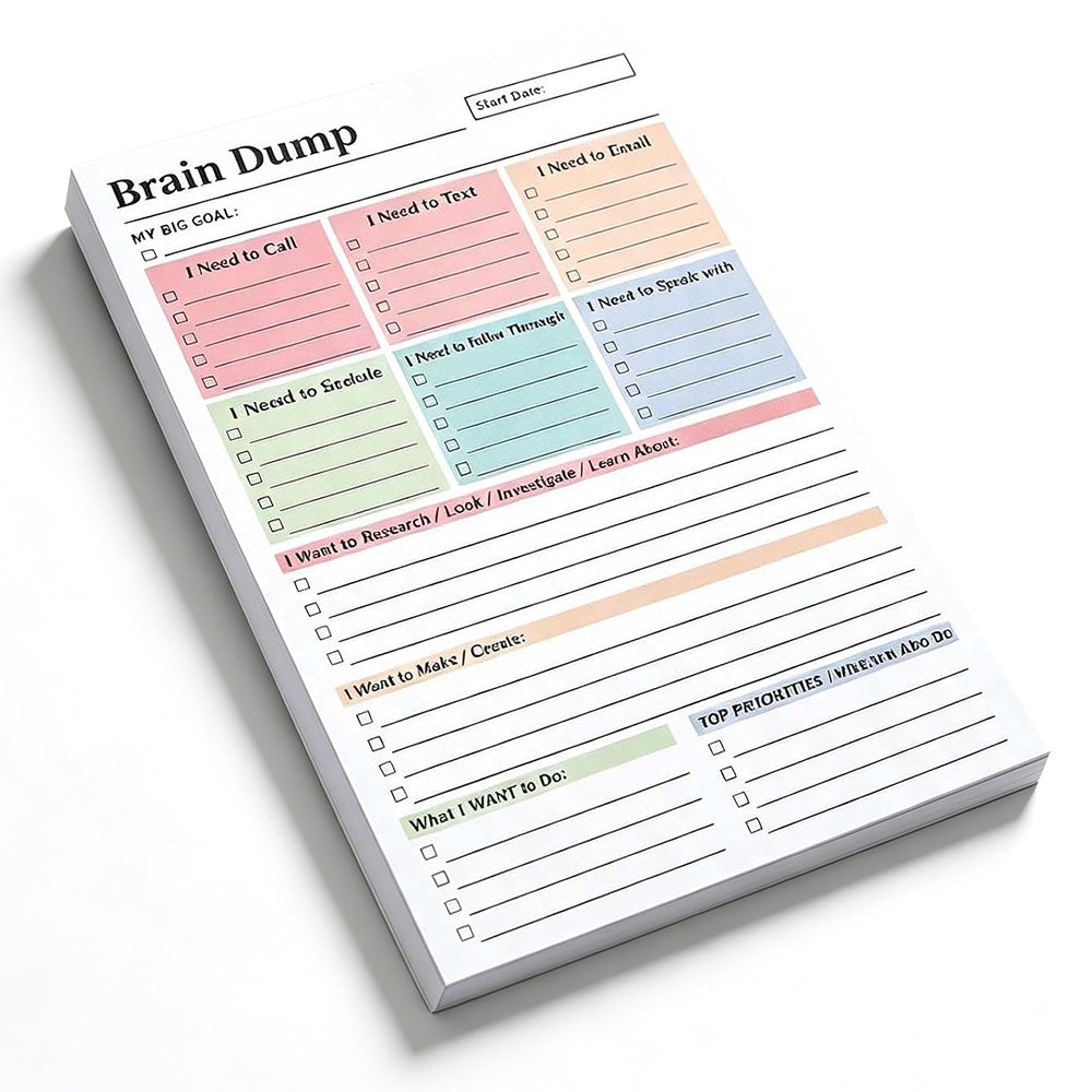Brain Dump Notepad Planner Notebook for Students Teachers and Office Staff