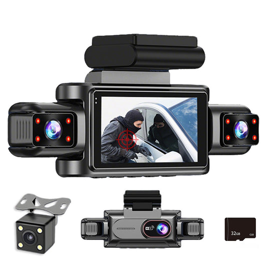 4 Channel Dash Cam with WiFi 360-Degree Panoramic Recording and 32GB Card Included