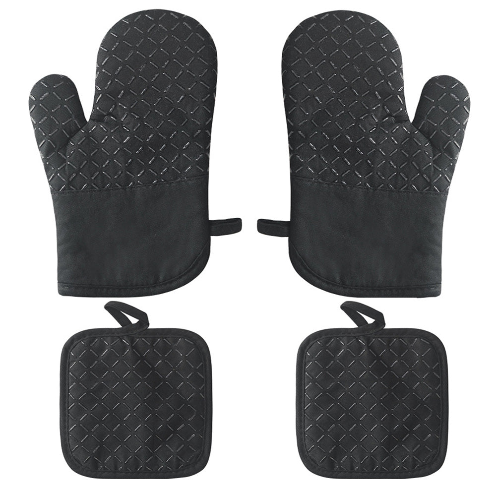 Cotton Silicone Oven Mitts Set with Pot Holders