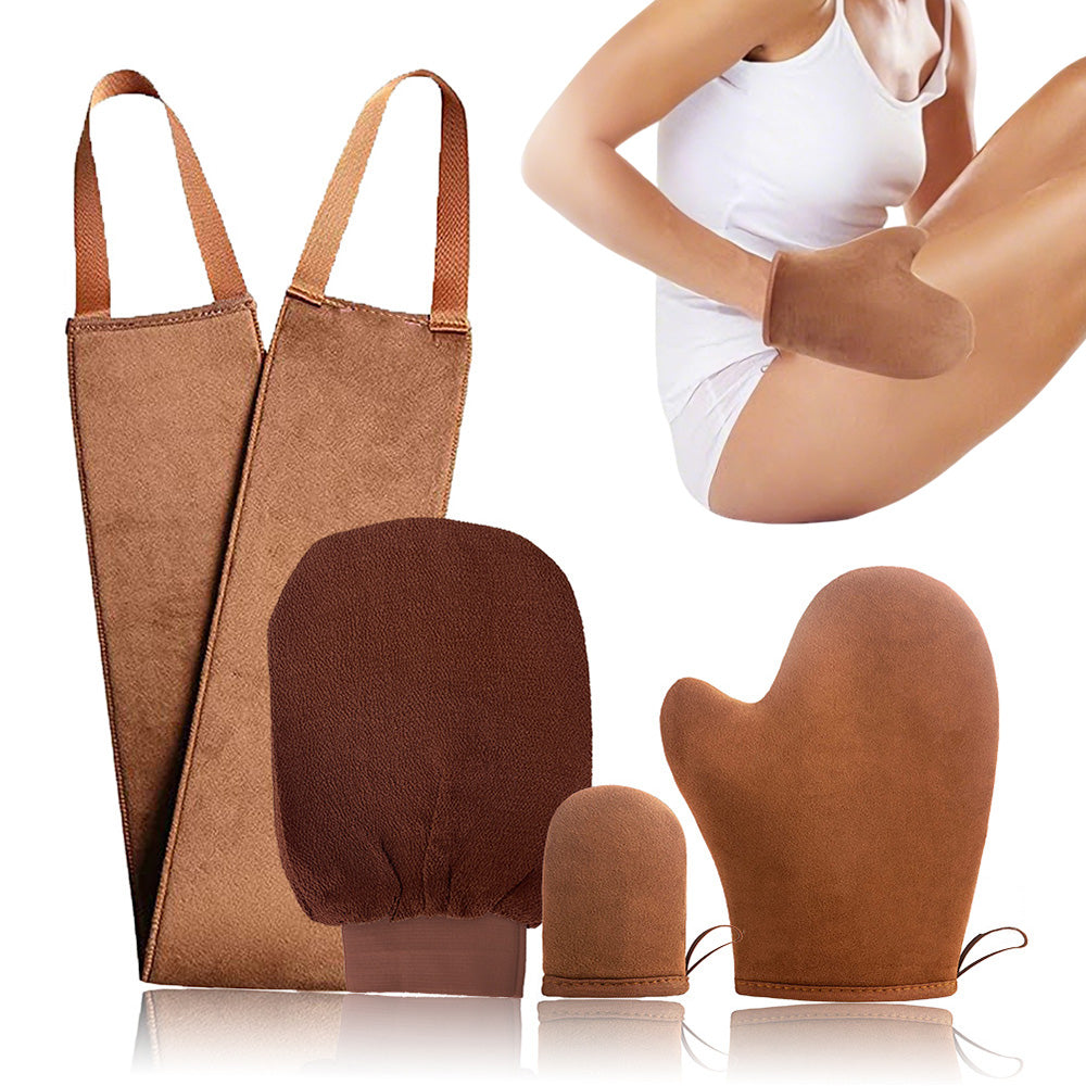 4 In 1 Double sided Self Tanning Mitt Applicator Kit Back Tanning Glove