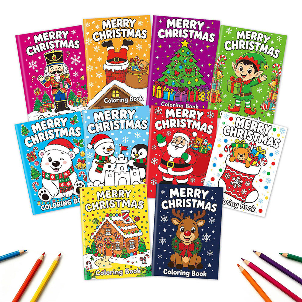 10Pcs Christmas Coloring Books Santa Claus Snowman Designs Holiday Gift