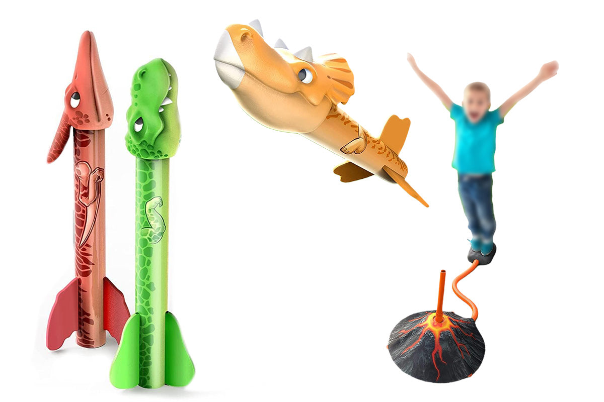 Dinosaur Rocket Launcher Toy Set Outdoor Fun Toys for Boys and Girls Birthday Gift