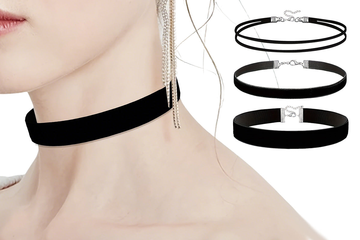 3Pcs Black Layered Necklace Set for Women Adjustable Jewelry Gift