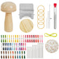 Mini Wood Composite Knitting Loom Darning Mushroom and 50 Color Thread Kit