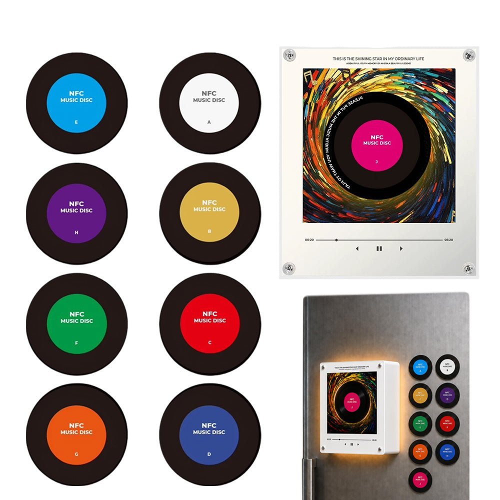Rechargeable NFC Music Player with 9 Discs Retro Vinyl Record Player for Gifts