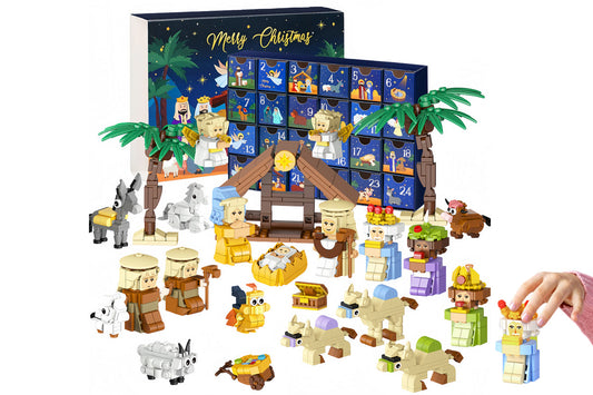 2025 Christmas Advent Calendar 24 Days Building Block Set Nativity Toy Gift