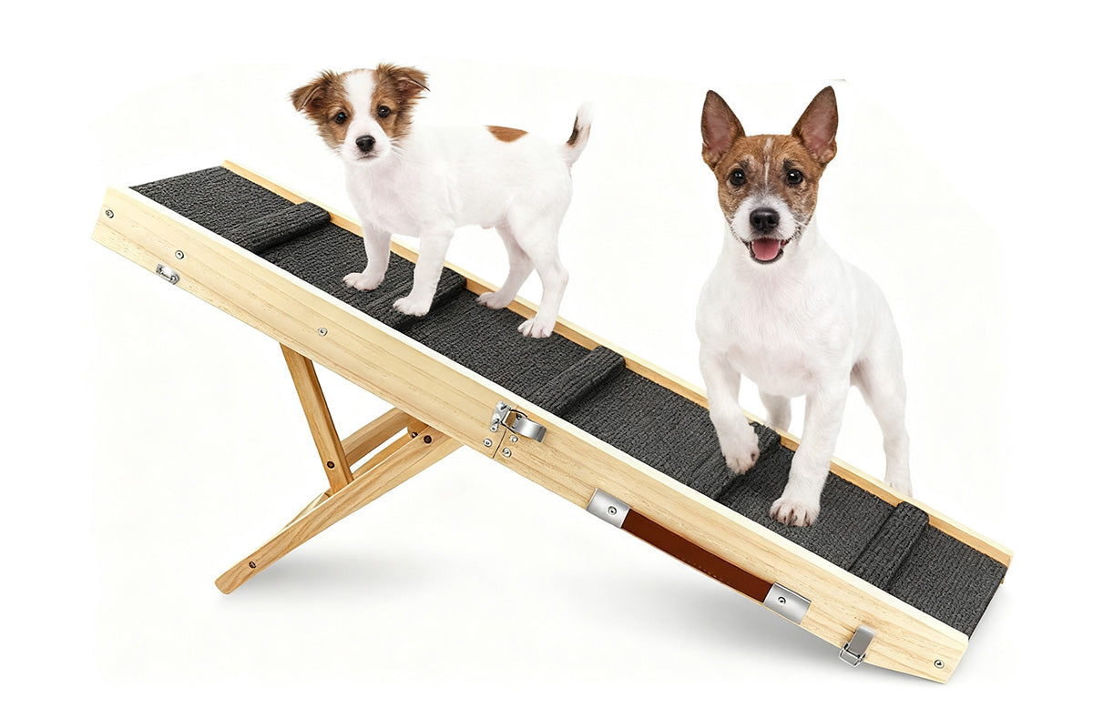 Foldable Adjustable Dog Ramp for Couch and Bed with Non-Slip Carpet Surface