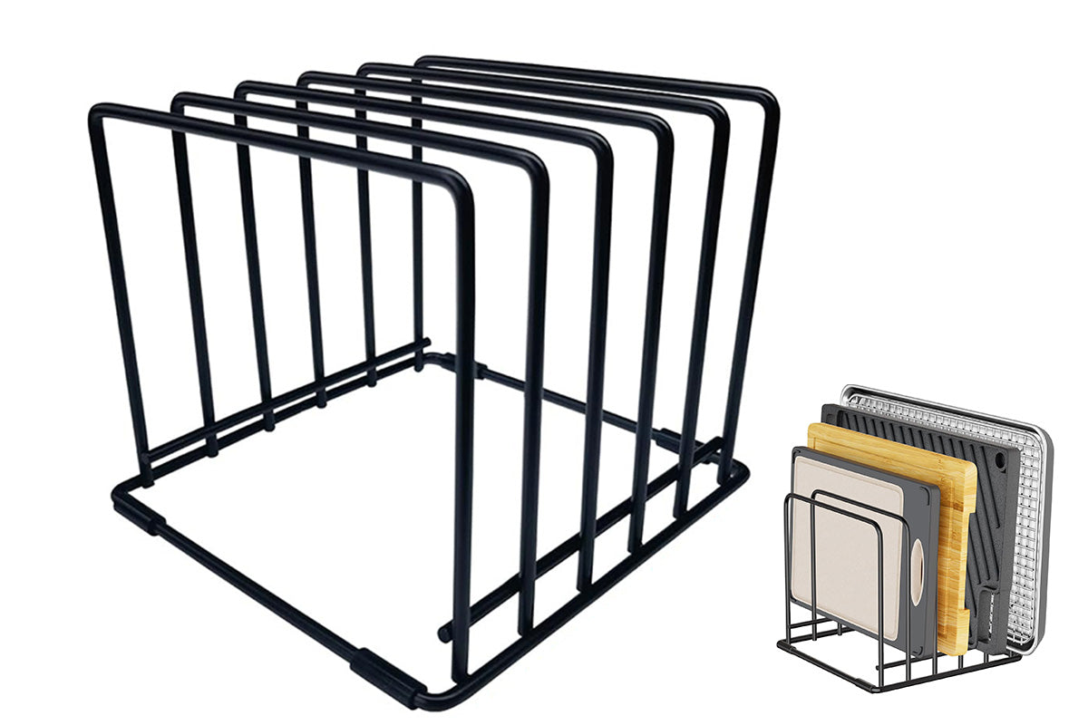 5 Slot Kitchen Organizer Rack Dish and Cutting Board Holder for Cabinet Countertop Pantry