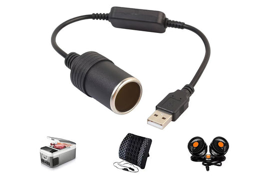 5V to 12V Step-Up Power Cable USB to Car Cigarette Lighter Converter for Dash Cams