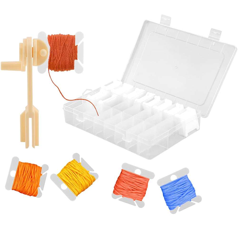 Embroidery Thread Organiser Set with 1 Winder 100 Bobbins Compact Thread Storage Box for Sewing Storage