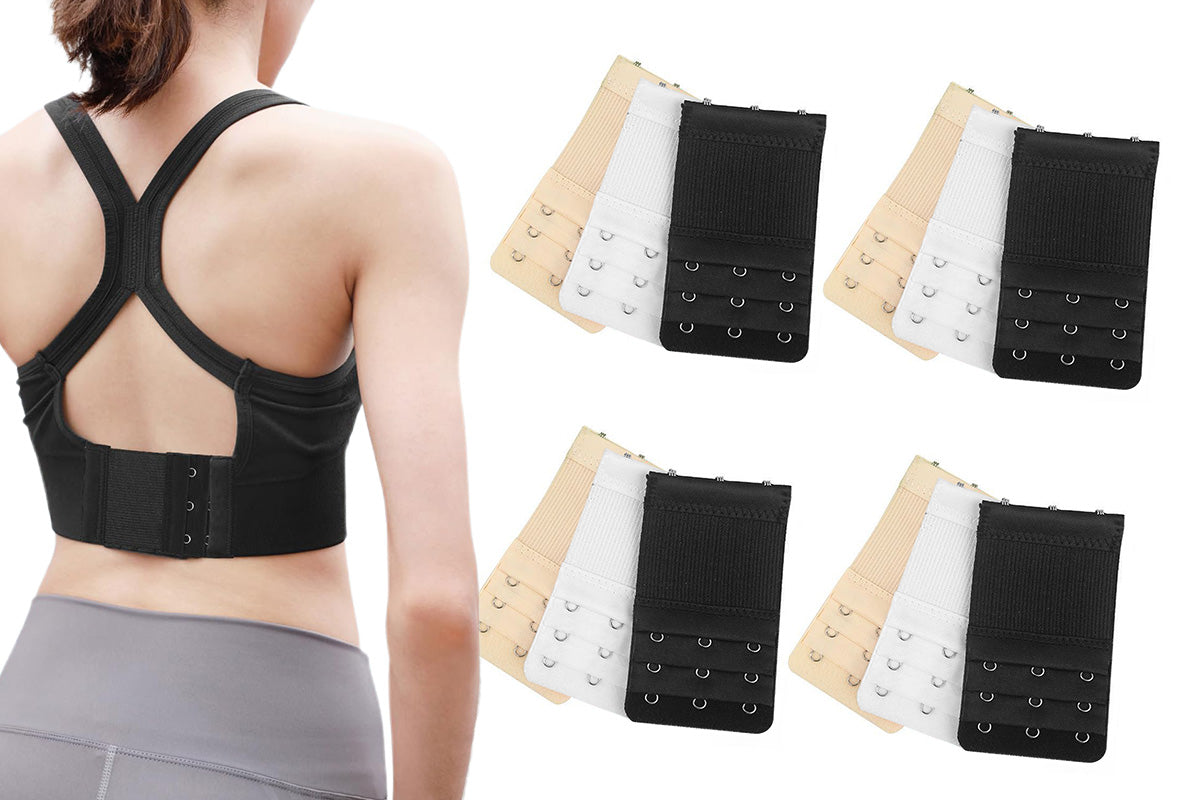 12PCS Adjustable Bra Extenders 3 Hooks Elastic Extension Strap Plus Size
