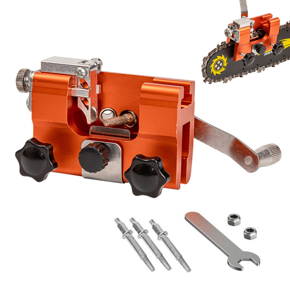 Portable Hand Crank Chain Sharpening Tool Set With 3 Grinding Heads