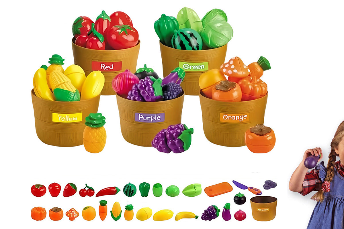 Pretend Play Food Set Cutting for Preschool Learning Kitchen Assorted Lot