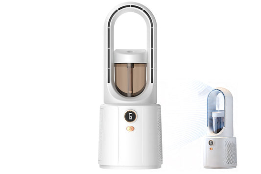 2 in 1 Leafless Desktop Humidifier Fan with Night Light for Office Bedroom