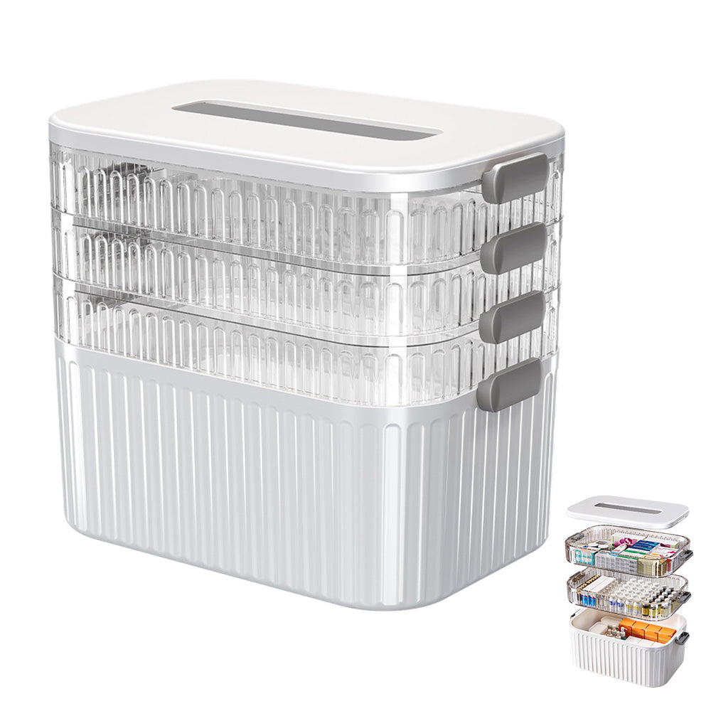 4 Layer Detachable Clear Storage Box with Handle for Art and Crafts