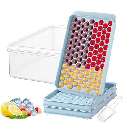 104 Grid Ice Ball Tray with Storage Bin Scoop Stackable Ice Cube Mold Set