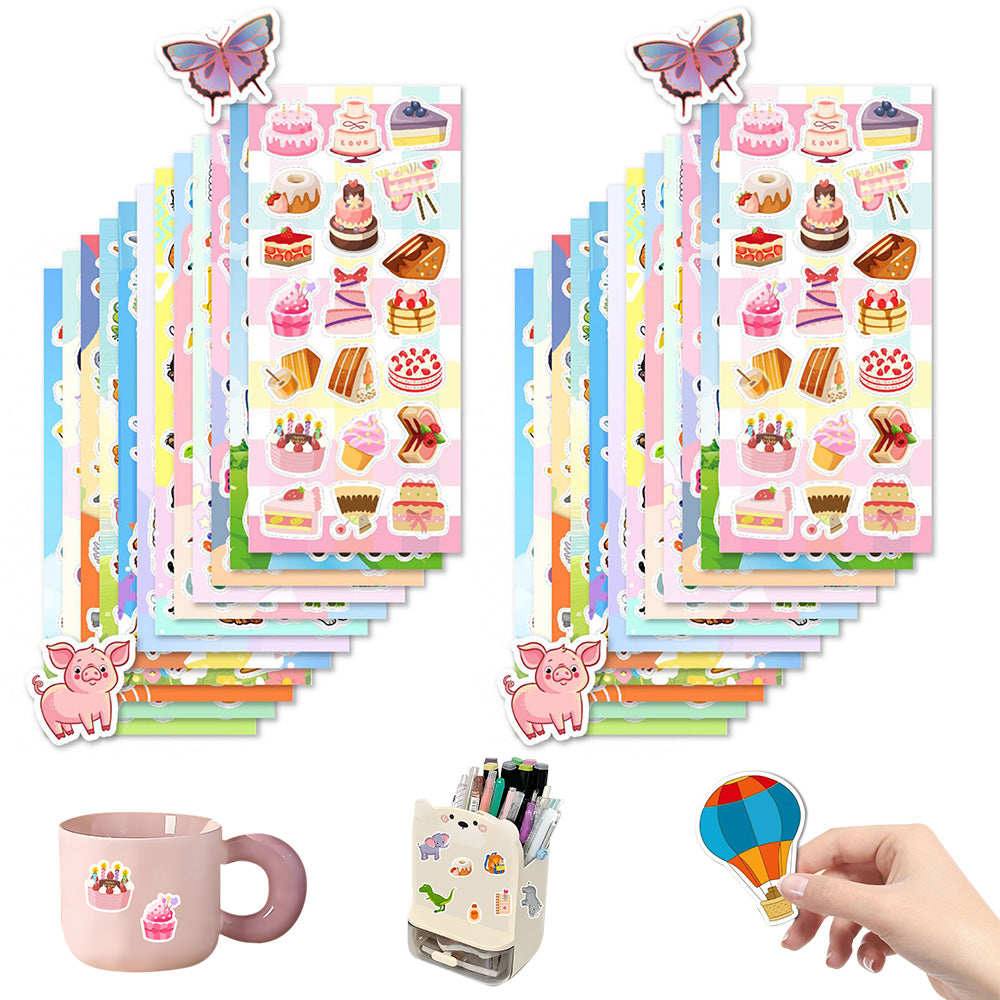 24 Sheets Cute Stickers for DIY School Supplies Luggage Bike