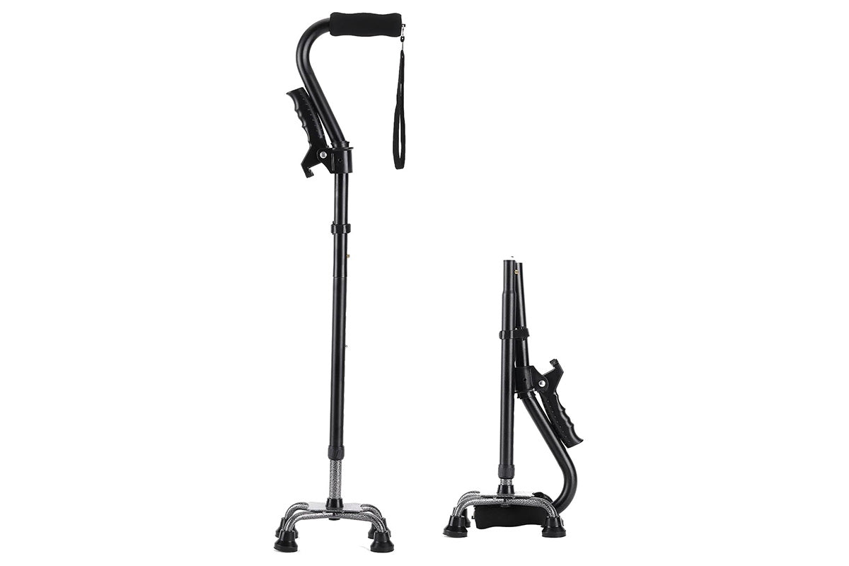 Adjustable Walking Cane With 4-Pronged Base Foldable Cane For Seniors