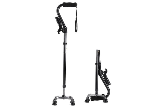 Adjustable Walking Cane With 4-Pronged Base Foldable Cane For Seniors