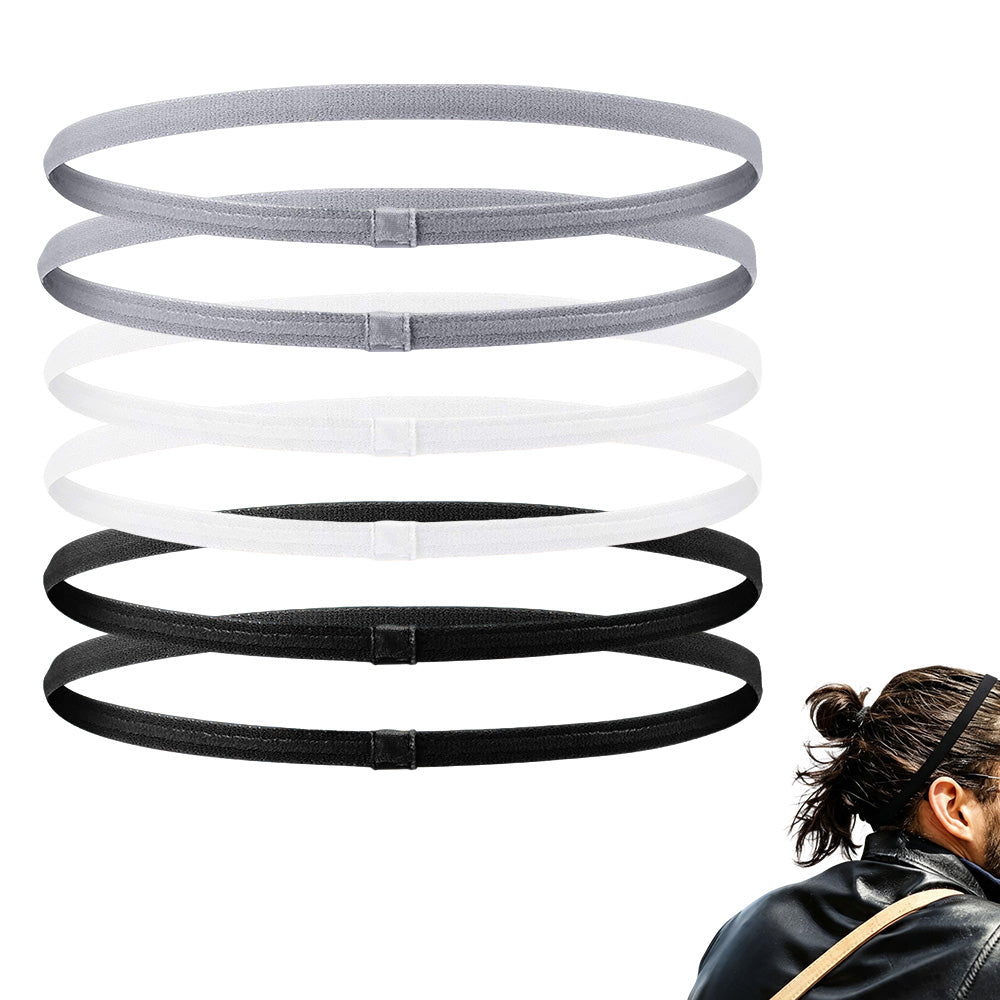 6 Pack Elastic Sports Headbands for Men and Women Running Fitness