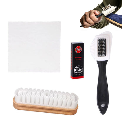 4 Piece Suede Leather Shoe Cleaning Brush Set with Cloth and Eraser